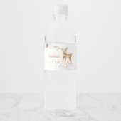 赤面ピンクの鹿の女の子の最初の誕生日1 ペットボトルラベル (正面)