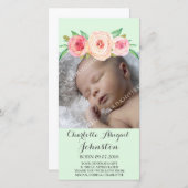 赤面ピンクのMintThankベビーシャワー サンキューカード (正面/裏面)