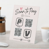赤面ピンクのQRコードスキャンで書道に支払モダンう  台座サイン (インサイチュ)