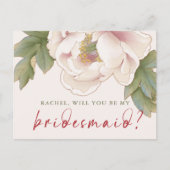 赤面ピンクは私のブライドメイド提案ポー ポストカード (正面)