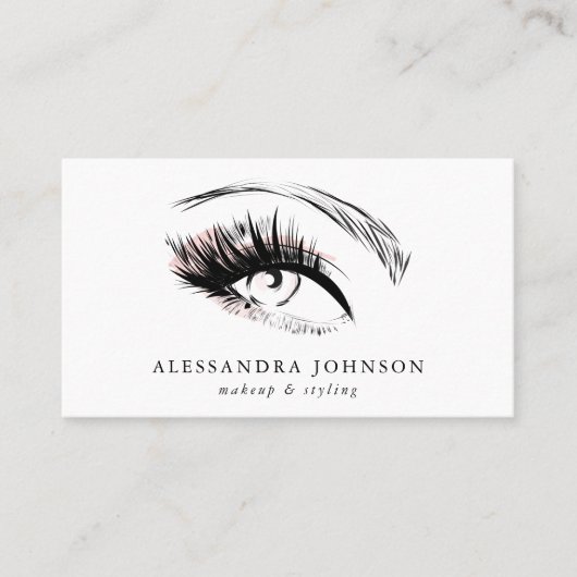 赤面ピンクアイスケッチモダンメイクアップアーティスト 名刺 (正面)
