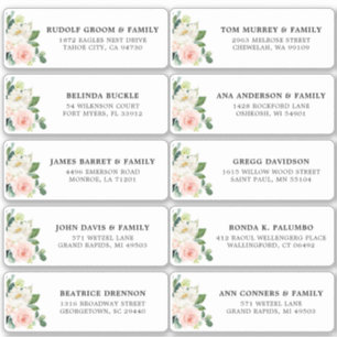 赤面ピンクアイボリーフローラ結婚のゲストアドレス シール