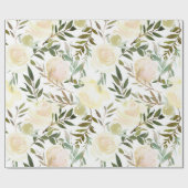 赤面ピンクアイボリーベージュウォーター色フローラ花 ラッピングペーパー (フラット)