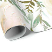 赤面ピンクアイボリーベージュウォーター色フローラ花 ラッピングペーパー (ロールコーナー)