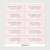 赤面ピンクアイボリー水の色結婚のゲストアドレス シール (シート)