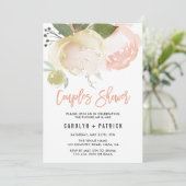 赤面ピンクアイボリー牡丹カップルシャワー招待状 招待状 (スタンド正面)