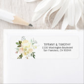 赤面ピンクアイボリー結婚フローラ差出人住所 ラベル (インサイチュ)