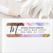 赤面ピンクアクアブルーリキッドマーブルグリッタージオ ラベル (インサイチュ)