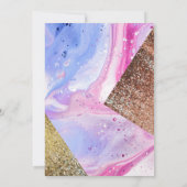 赤面ピンクアクアブルーリキッドマーブルグリッター結婚ズ 招待状 (裏面)