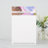 赤面ピンクアクアブルー液大理石グリッタージオ 便箋 (スタンド正面)