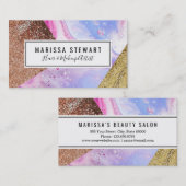 赤面ピンクアクアブルー液大理石グリッタージオ 名刺 (正面/裏面)