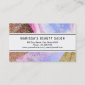 赤面ピンクアクアブルー液大理石グリッタージオ 名刺 (裏面)