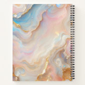 赤面ピンクアクアブルー金ゴールドホワイトマーブルアートパターン ノートブック (裏面)