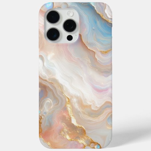 赤面ピンクアクアブルー金ゴールドホワイトマーブルアートパターン Case-Mate iPhoneケース (裏面)