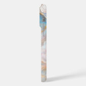 赤面ピンクアクアブルー金ゴールドホワイトマーブルアートパターン iPhoneケース (左側面)
