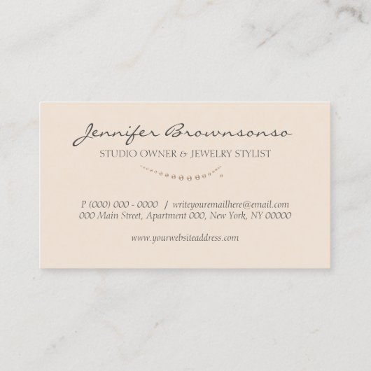 赤面ピンクアクセサリーパールエレガントジュエリー 名刺 (裏面)