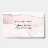 赤面ピンクアゲテマーブルパーソナライズされた バッジ (裏面)