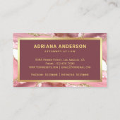 赤面ピンクアゲートアジェート弁護士弁護士金ゴールドペンペンNib 名刺 (裏面)