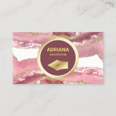 赤面ピンクアゲートアジェート弁護士弁護士金ゴールドペンペンNib 名刺 (正面)