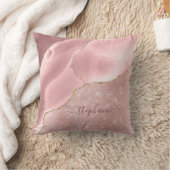赤面ピンクアゲートスパルクルグラムモノグラム クッション (ブランケット)