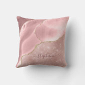 赤面ピンクアゲートスパルクルグラムモノグラム クッション (裏面)