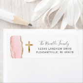 赤面ピンクアゲート金ゴールドクロス差出人住所ラベル ラベル (インサイチュ)