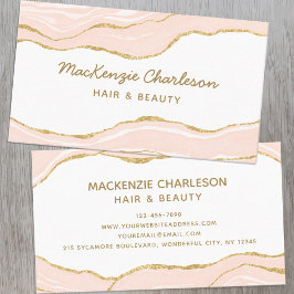 赤面ピンクアゲート金ゴールドグリッター名刺 名刺