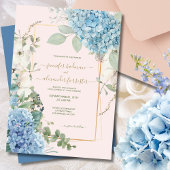 赤面ピンクアジサイの水の色ほこりっぽいブルー結婚ズ 招待状