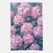 赤面ピンクアジサイフローラ キッチンタオル (縦)
