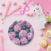 赤面ピンクアジサイフローラ ペーパープレート (パーティー)