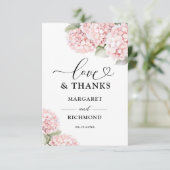 赤面ピンクアジサイ結婚フローラサンキューカード サンキューカード (スタンド正面)