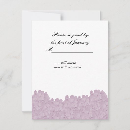 赤面ピンクアジサイ返信カード 出欠カード (正面)