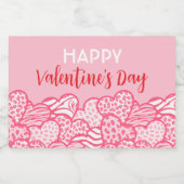 赤面ピンクアニマルプリントハートヴァレンティーンズデイパーティー スパークリングワインラベル (シングルラベル)