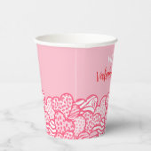 赤面ピンクアニマルプリントハートヴァレンティーンズデイパーティー 紙コップ (右)