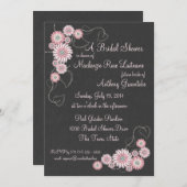 赤面ピンクアニメオニーと石板ブライダルシャワー 招待状 (正面/裏面)