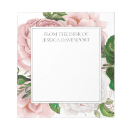 赤面ピンクアンティークフローラ ノートパッド