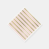 赤面ピンクアンドゴールドフォイルストライプバースデーパーティー スタンダードカクテルナプキン (角)