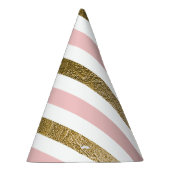 赤面ピンクアンドゴールドフォイルストライプバースデーパーティー パーティーハット (右)