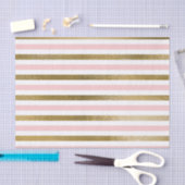 赤面ピンクアンドゴールドフォイルストライプバースデーパーティー 薄葉紙 (クラフト)