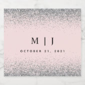 赤面ピンクアンドシルバーグリッター結婚ズ スパークリングワインラベル (シングルラベル)