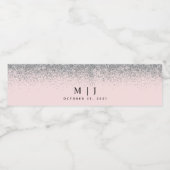 赤面ピンクアンドシルバーグリッター結婚ズ ペットボトルラベル (シングルラベル)