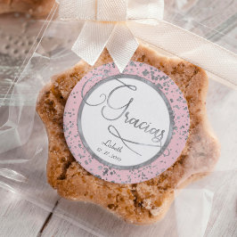 赤面ピンクアンドシルバー紙吹雪トレンディーグラシア スクエアシール