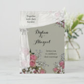 赤面ピンクアンドダスティージュセージグリーン結婚式招待状 招待状 (スタンド正面)