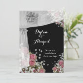 赤面ピンクアンドダスティージュセージグリーン結婚式招待状 招待状 (スタンド正面)