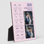 赤面ピンクアンドネービーブルー | 2枚の写真2020カレンダー フォトプラーク (側面)