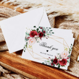 赤面ピンクアンドブルゴーニュバラ サンキューカード