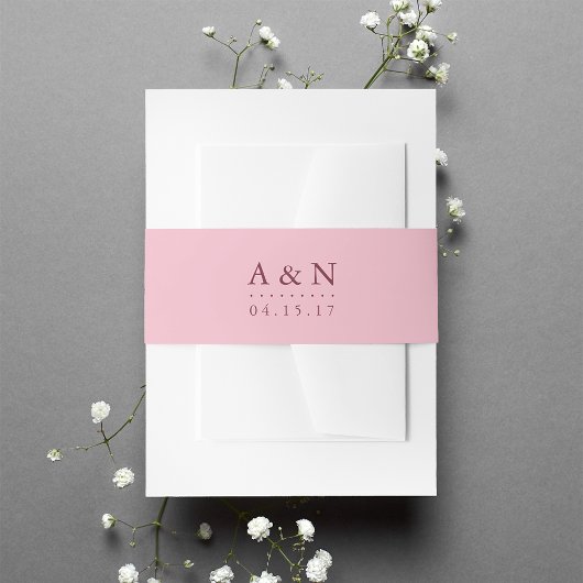 赤面ピンクアンドプラム結婚ズモノグラム 招待状ベリーバンド