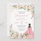 赤面ピンクアンドホワイトフローラアフロラティーナキンセアニェラ 招待状 (正面)