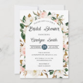 赤面ピンクアンドホワイトマグノリアアーチブライダルシャワー 招待状 (正面)