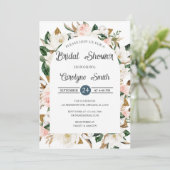 赤面ピンクアンドホワイトマグノリアアーチブライダルシャワー 招待状 (スタンド正面)